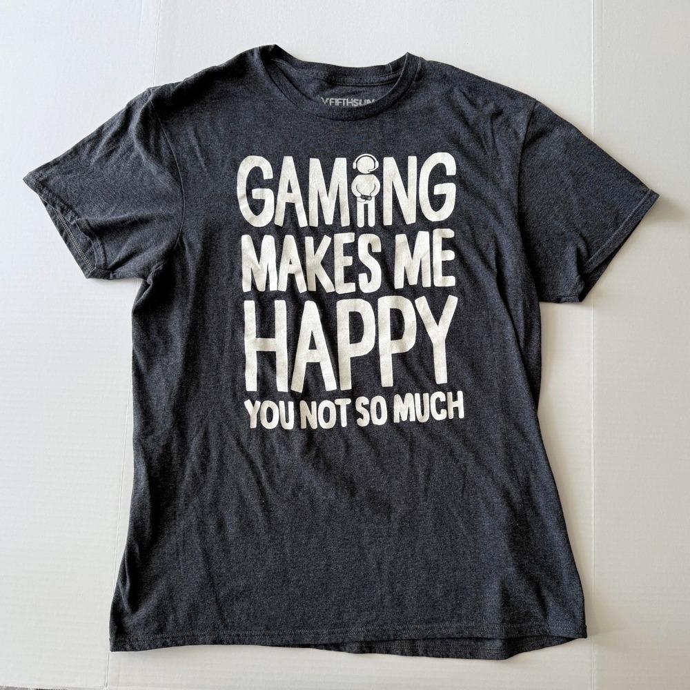Fifth Sun Charcoal Gaming Makes Me Happy Shirt Mens Large Graphic Tee Humor
